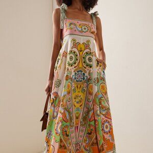 ALÉMAIS Pinball Printed Linen Maxi Dress